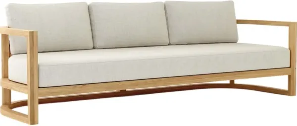 Borella 3-Seat Outdoor Teak Sofa, Linen Natural Sunbrella