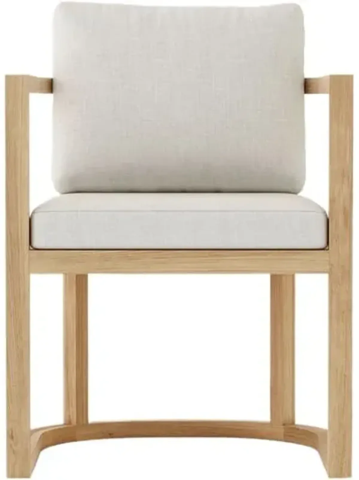 Borella Outdoor Teak Dining Armchair - Linen Natural Sunbrella - Brown