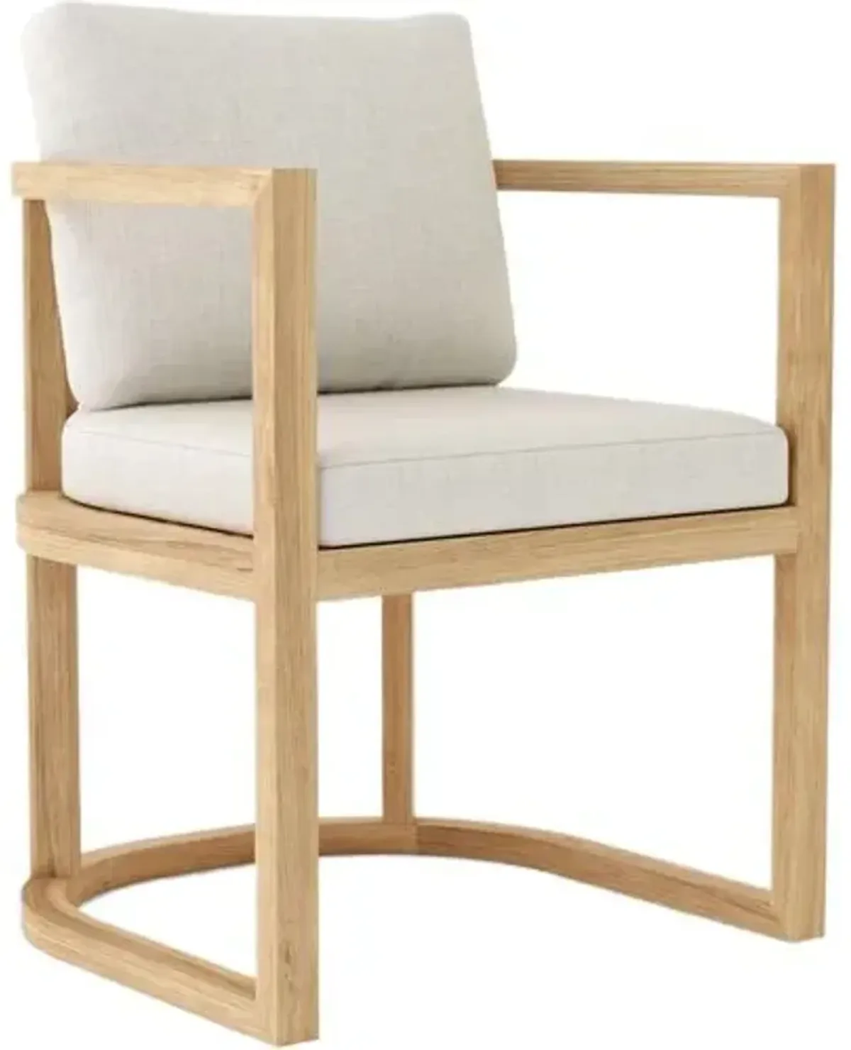 Borella Outdoor Teak Dining Armchair - Linen Natural Sunbrella - Brown