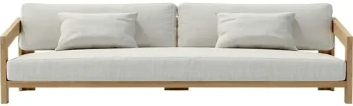 Deluna 4-Seat Outdoor Teak Sofa - Linen Natural Sunbrella