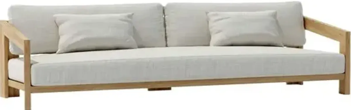 Deluna 4-Seat Outdoor Teak Sofa - Linen Natural Sunbrella
