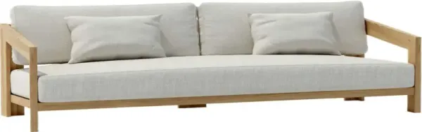 Deluna 4-Seat Outdoor Teak Sofa, Linen Natural Sunbrella