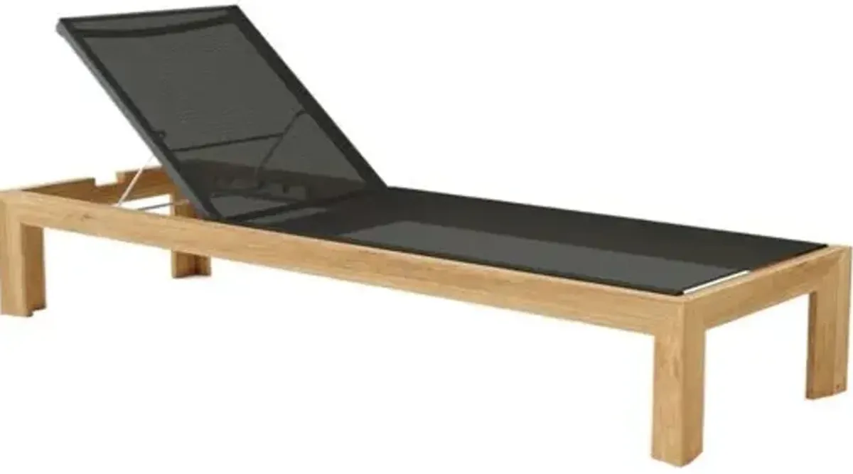 Deluna Outdoor Teak Sun Lounger - Batyline Mesh - Brown