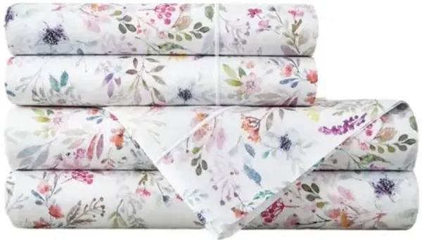 Chloe Floral Percale Sheet Setcolor - Peacock Alley - Multi, 300 Thread Count, Egyptian Cotton Sateen, Soft and Luxurious