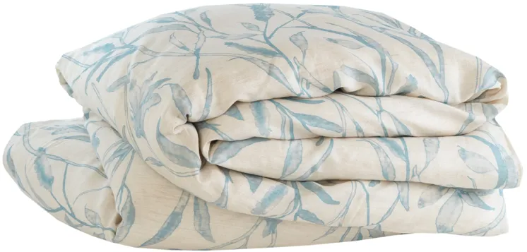 Margot Linen Duvet Cover, Pewter Blue