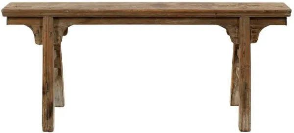 Vintage Noodle Bench with Front Panel, Weathered