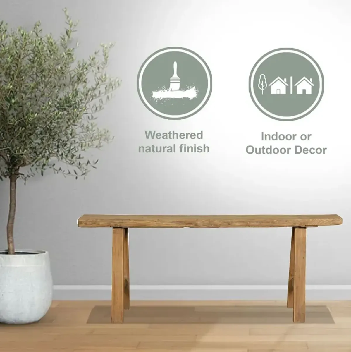 43"Long Indoor/Outdoor Noodle Bench, Natural