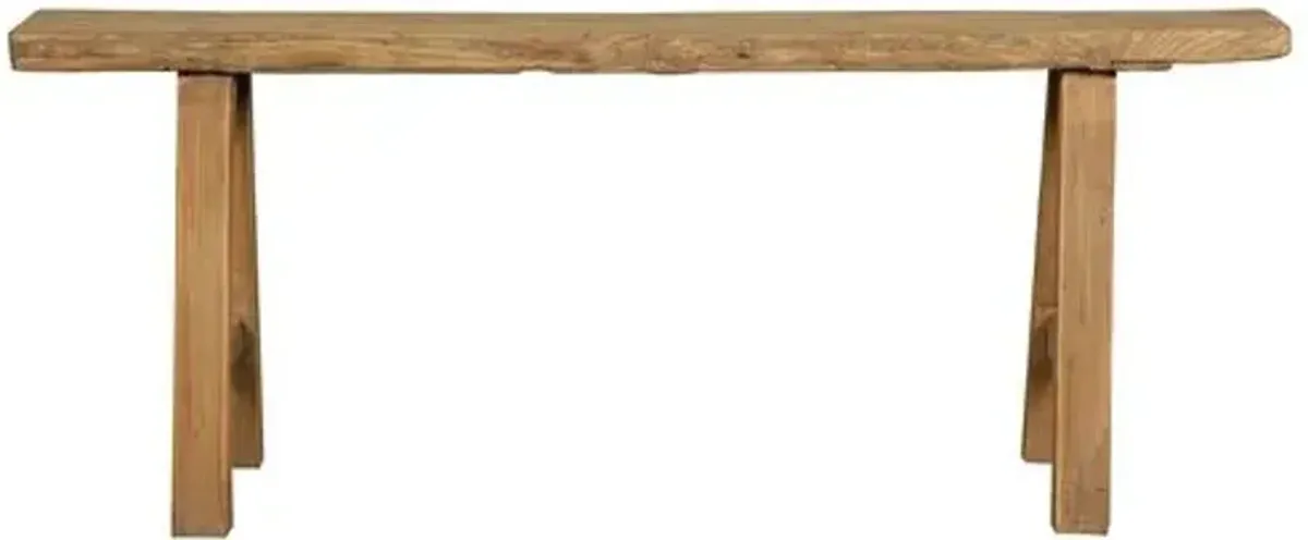 43"Long Indoor/Outdoor Noodle Bench - Natural - Brown