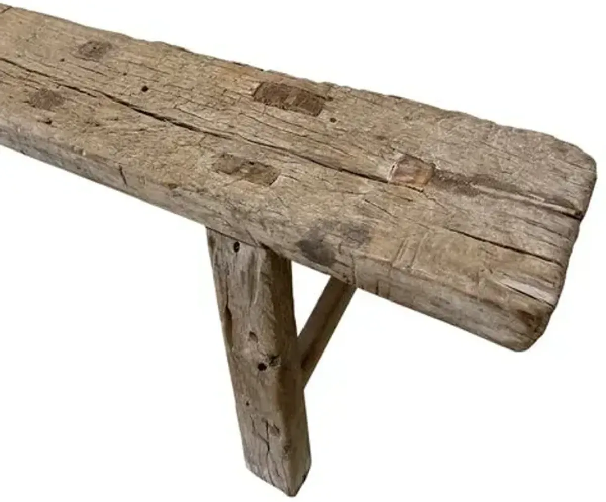 Vintage Vintage Noodle Bench (45"-55"L) - Weathered Natural - Brown