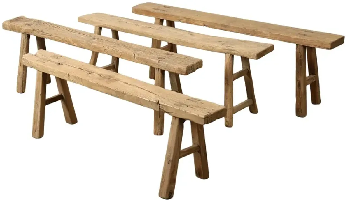 Vintage Noodle Bench (55"-65"L), Weathered Natural