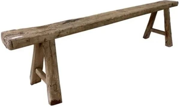 Vintage Noodle Bench (72"-84"L) - Weathered Natural - Handcrafted - Brown
