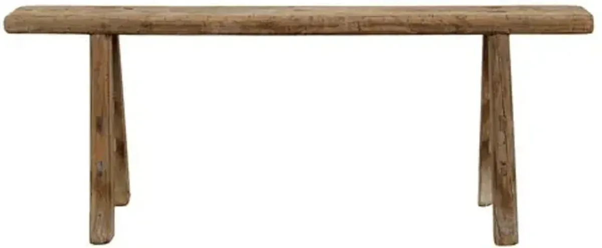 Vintage Vintage Noodle Bench (35"-43"L) - Weathered Natural - Handcrafted - Brown