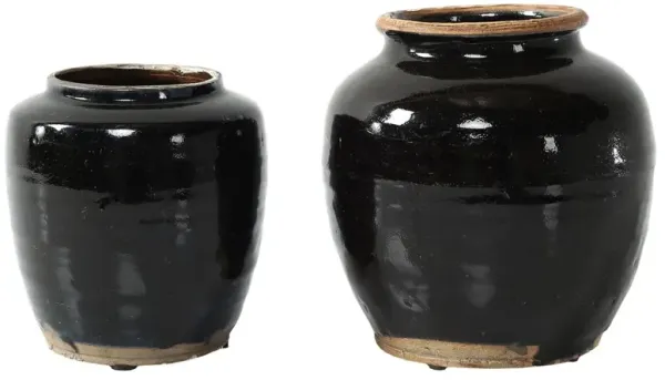 Vintage 5" Oil Pot, Black Glaze