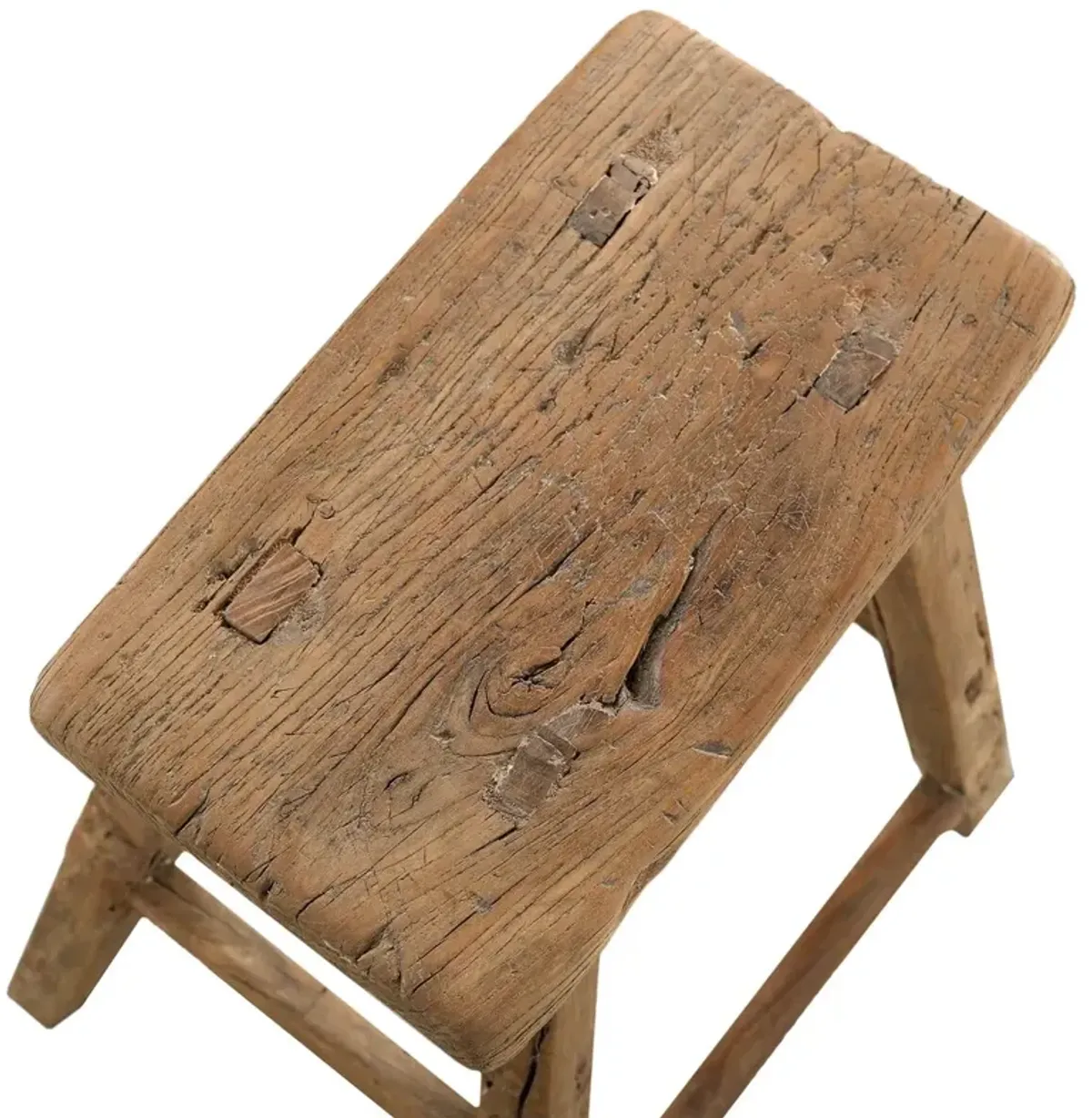 Vintage Rustic Stool (12"-20"W), Weathered