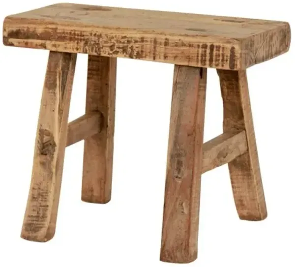Vintage 11" Mini Stool - Natural Wood - Brown