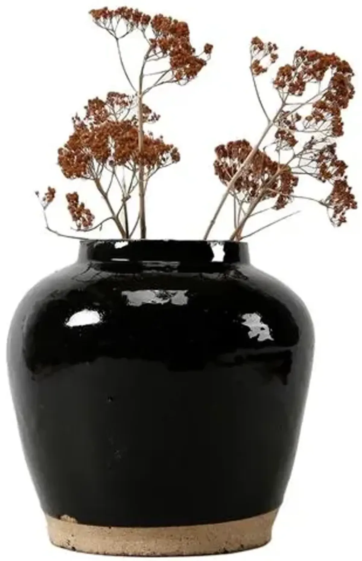 Vintage 24" Obsidian Vase With Unfinished Base - Black