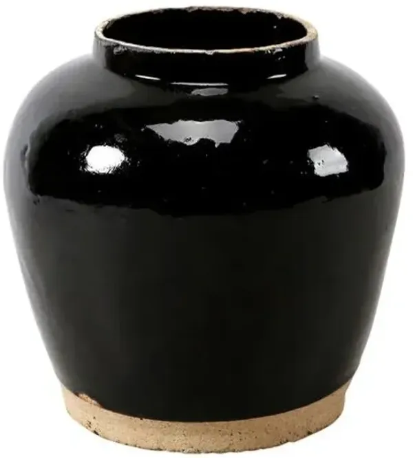 Vintage 24" Obsidian Vase With Unfinished Base - Black