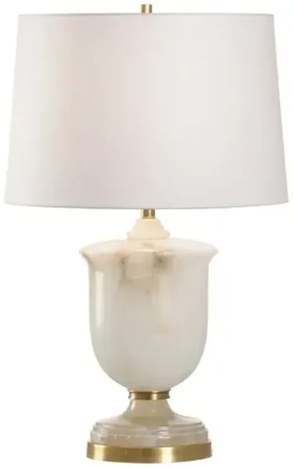 Alabaster Urn Table Lamp - White/Gold - Chelsea House