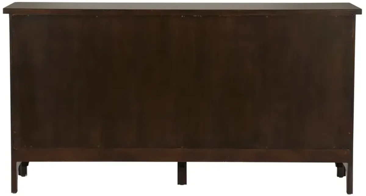 Althea Stone Inlay 4-Door Cabinet, Brown/White