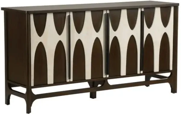 Althea Stone Inlay 4-Door Cabinet - Brown/White - Chelsea House