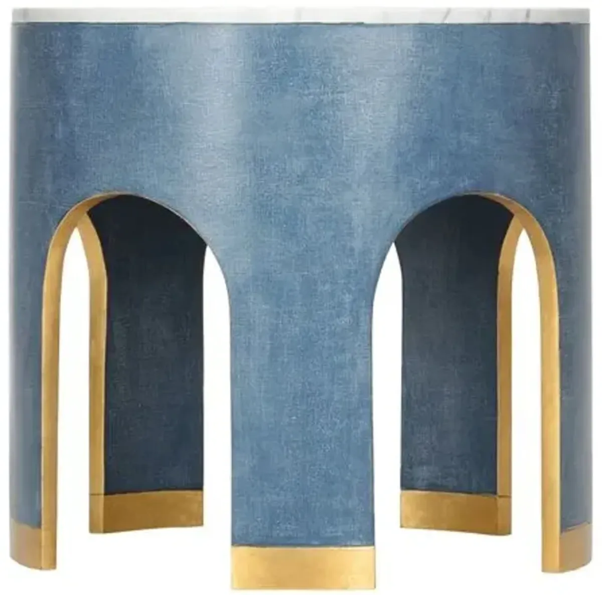 Aqueduct Marble Top Round End Table - Chelsea House - Blue