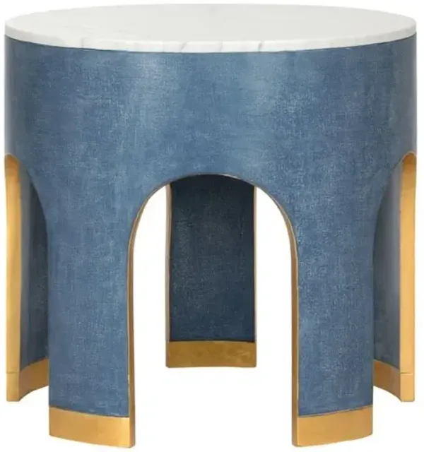 Aqueduct Marble Top Round End Table - Chelsea House - Blue