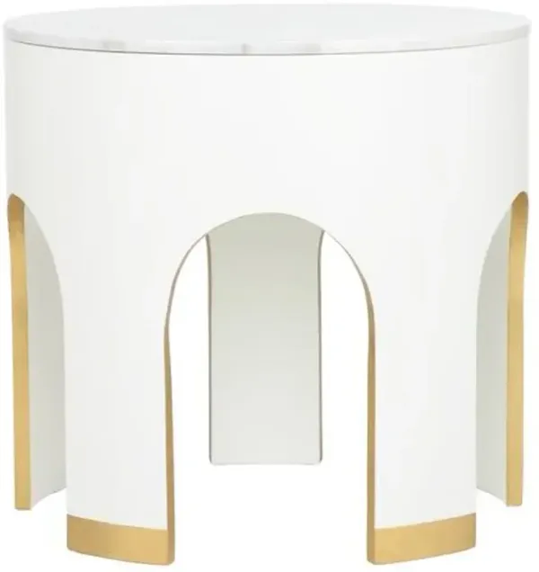 Aqueduct Marble Top Round End Table - Chelsea House - White