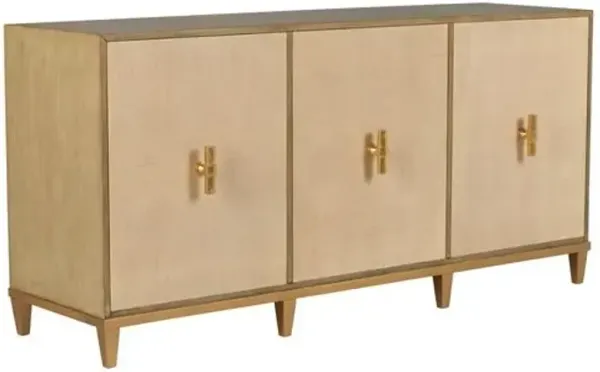 Avery Raffia 3-Door Console Table - Gray/Gold - Chelsea House