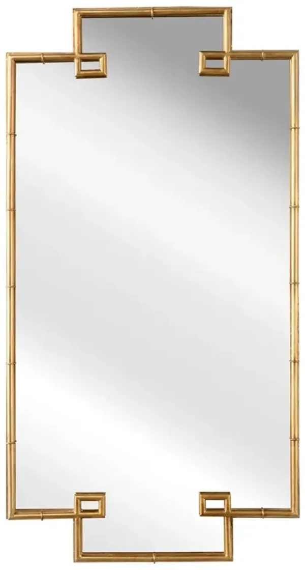 Bamboo Rectangular Wall Mirror, Gold