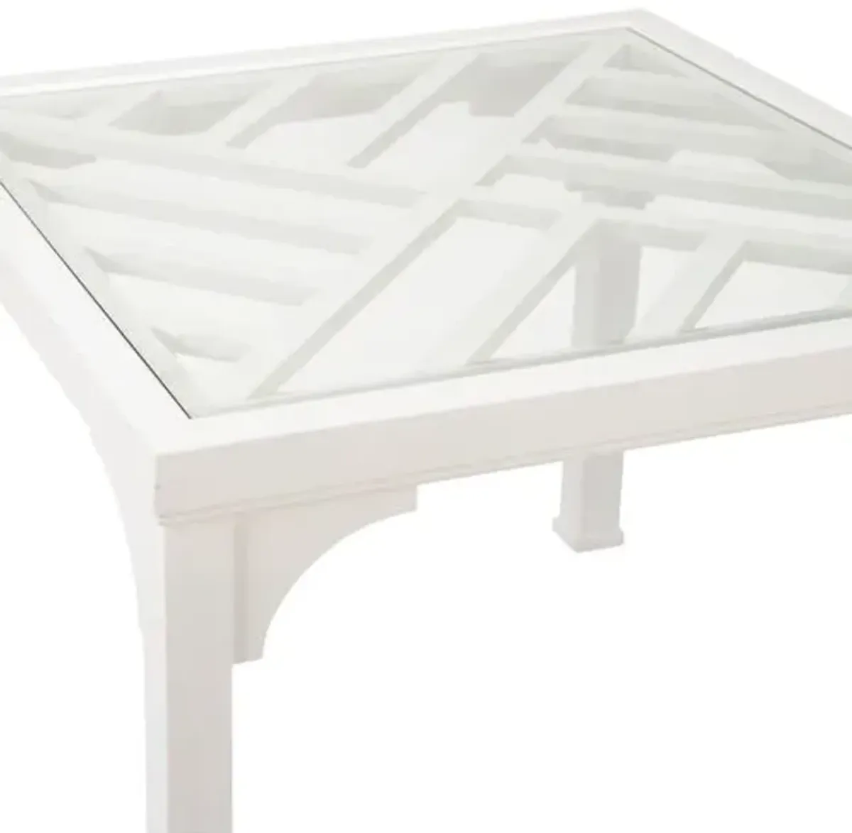 Bolton Beveled Glass Game Table - White - Chelsea House