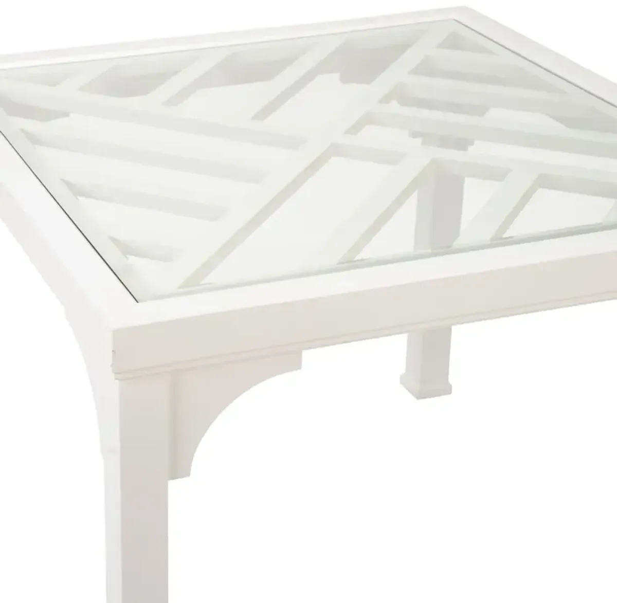 Bolton Beveled Glass Game Table - White - Chelsea House