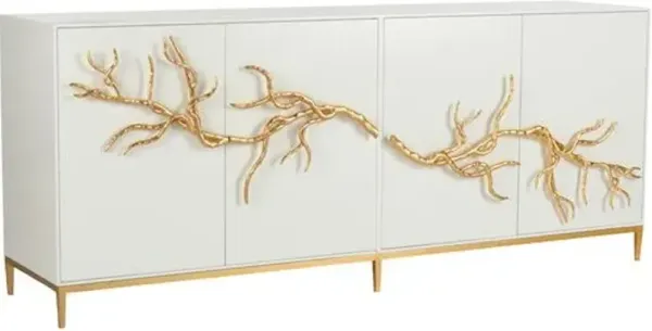 Branch Iron/Wood Cabinet - White - Chelsea House