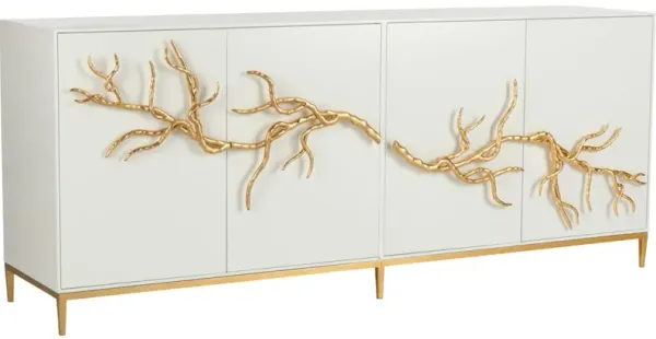 Branch Iron/Wood Cabinet, White