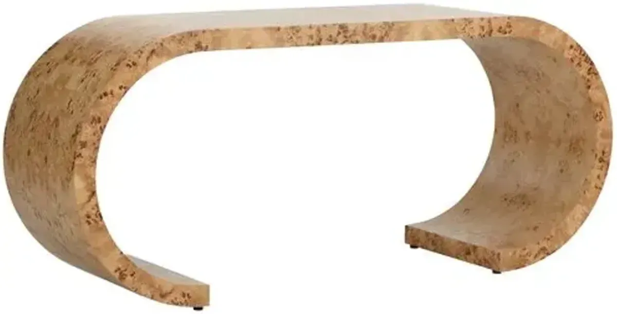 Bridges Burlwood Waterfall Console Table - Chelsea House - Brown