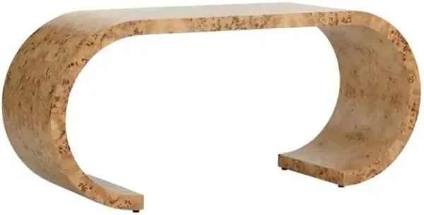 Bridges Burlwood Waterfall Console Table - Chelsea House - Brown