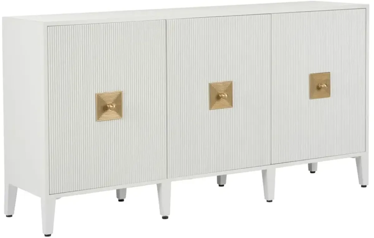 Burns Textured Wood Credenza, White
