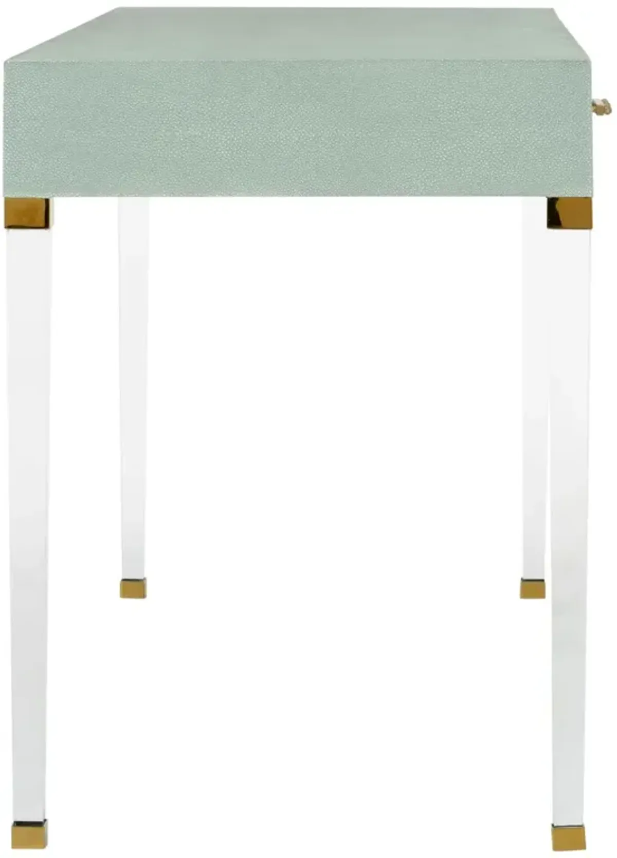 Camilla Faux Shagreen/Acrylic Desk, Green/Gold