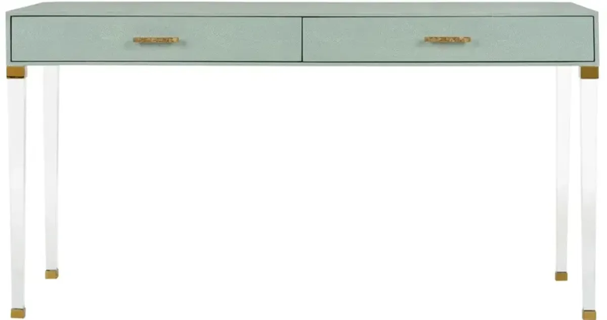 Camilla Faux Shagreen/Acrylic Desk, Green/Gold