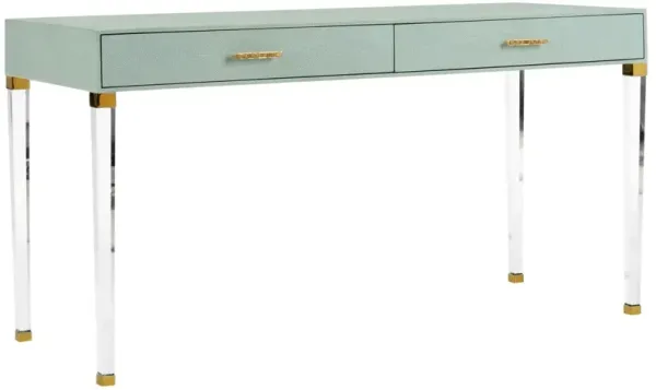 Camilla Faux Shagreen/Acrylic Desk, Green/Gold