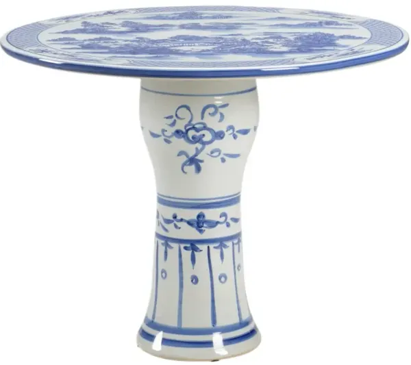 Canton Hand Painted Indoor/Outdoor Ceramic Center Table, Blue/White