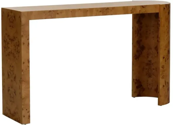 Carnegie Burl Console Table, Brown