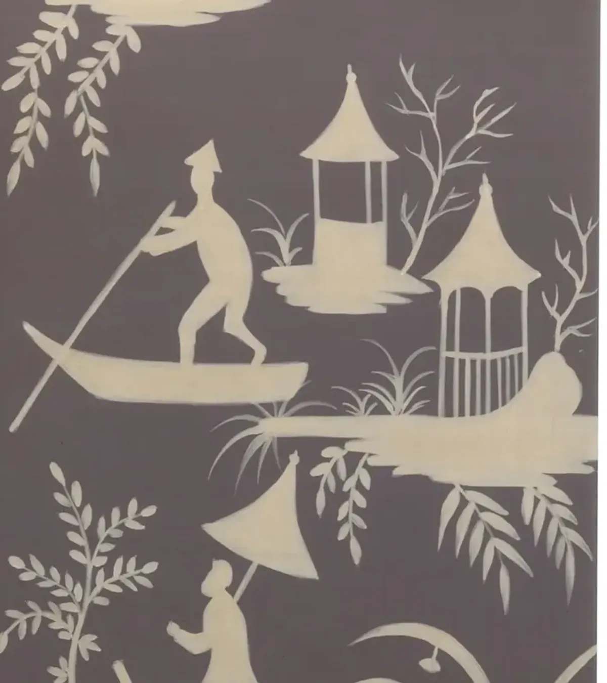 Chinoiserie Panel Table Lamp, Purple/White