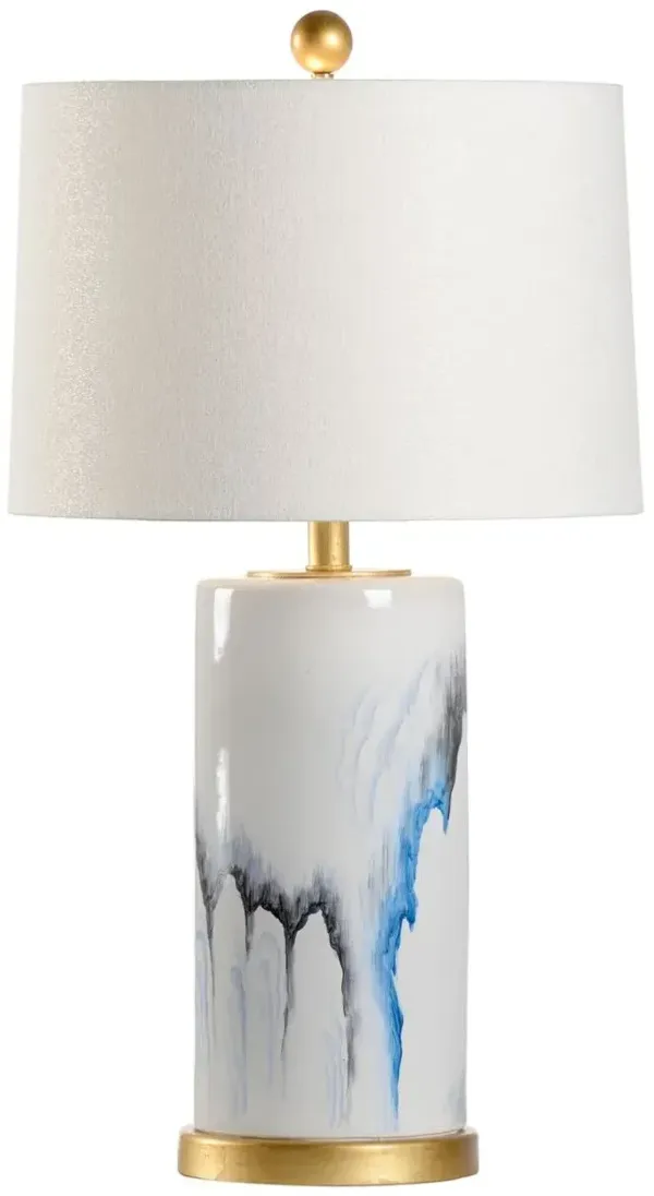 Crawford Cylinder Ceramic Table Lamp - White/Blue - Chelsea House