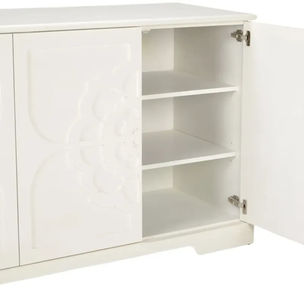 Dickinson Floral Trellis 4-Door Buffet Cabinet - White - Chelsea House