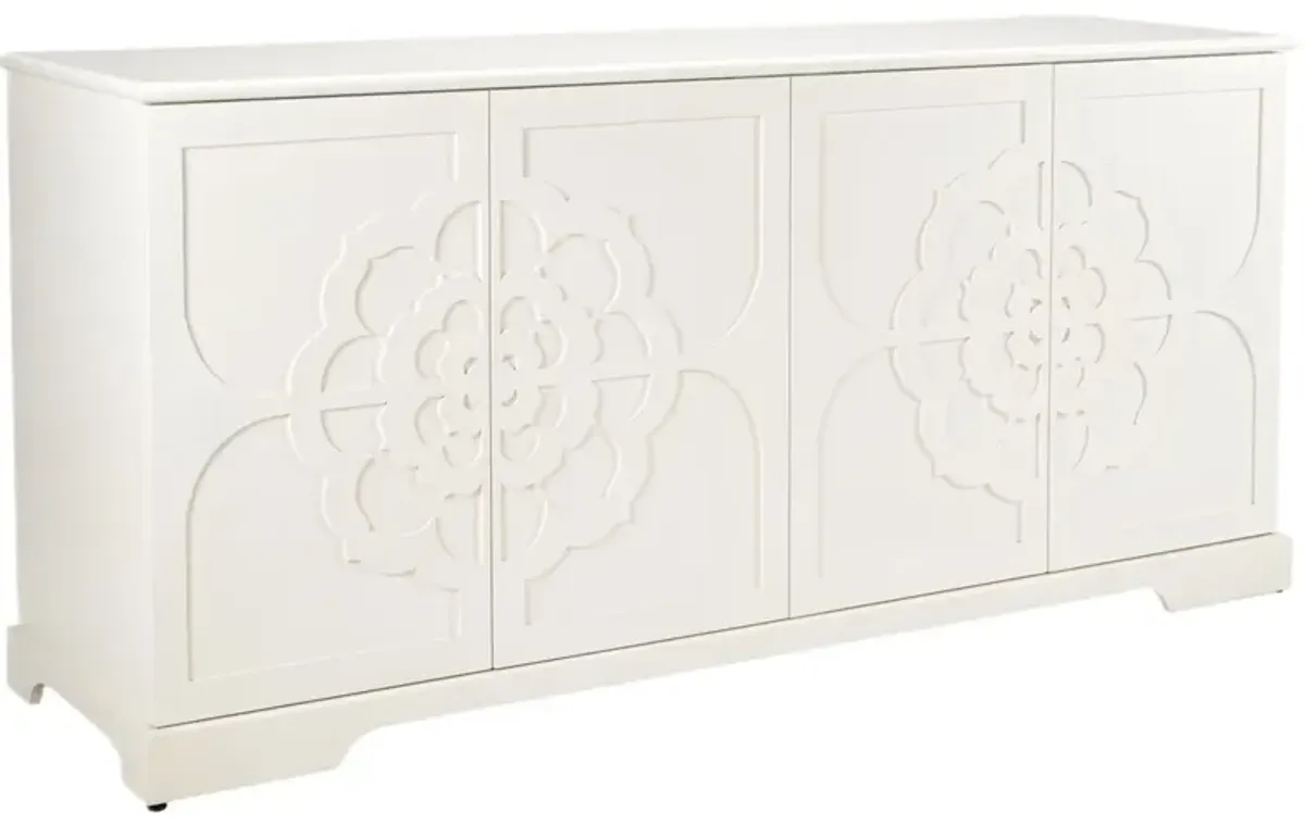 Dickinson Floral Trellis 4-Door Buffet Cabinet - White - Chelsea House