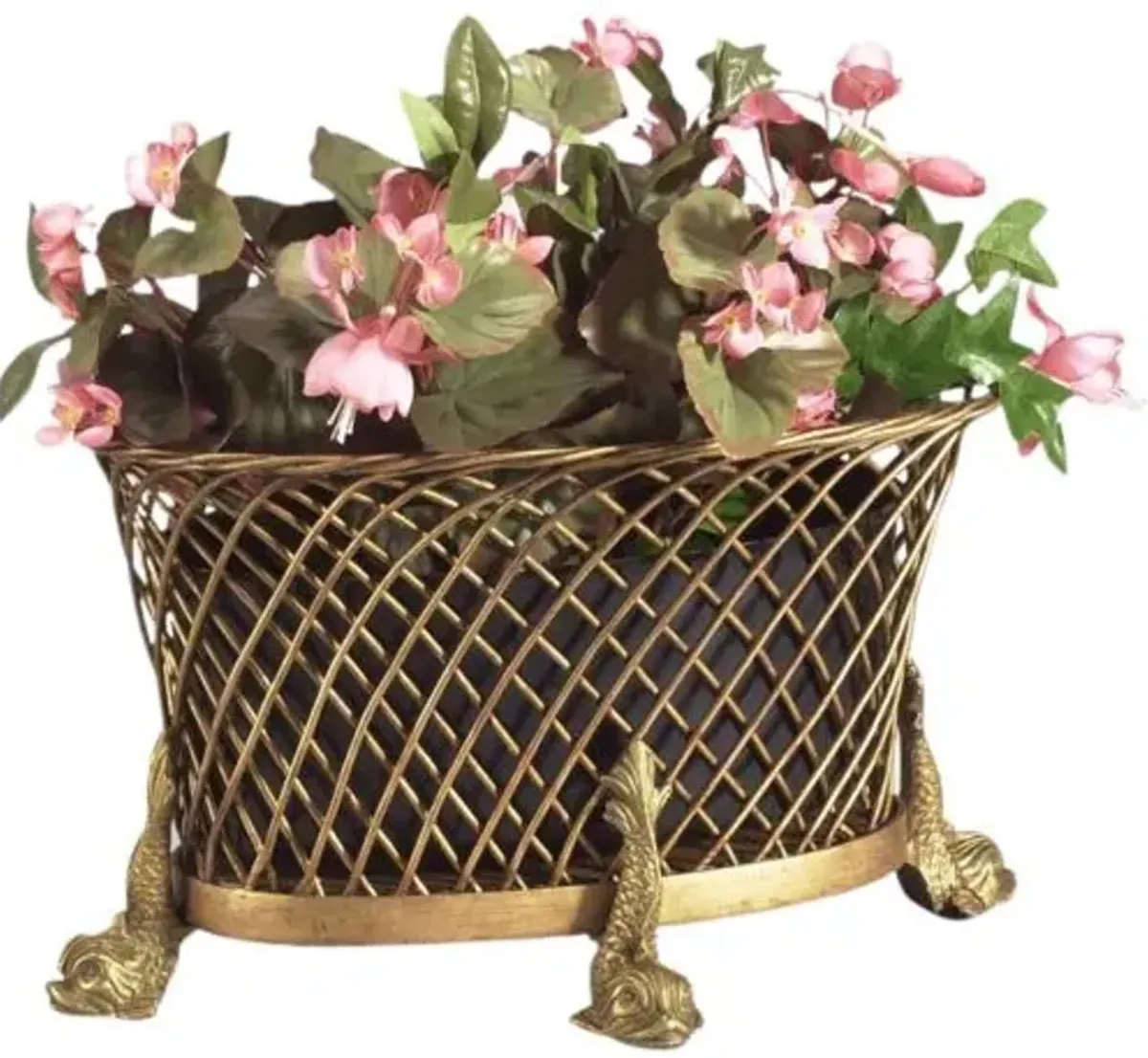 Dolphin Indoor/Outdoor Iron Wirework Planter - Gold - Chelsea House - 8Hx14.75Wx10D in