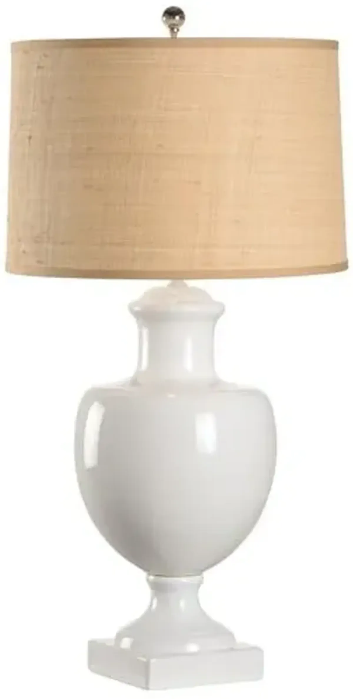 Greenwich Ceramic/Raffia Table Lamp - White - Chelsea House