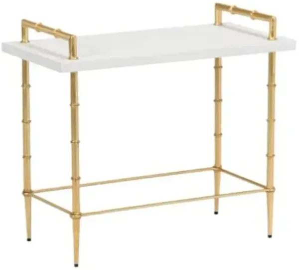 Harris Shagreen Drink Table - White/Gold - Chelsea House