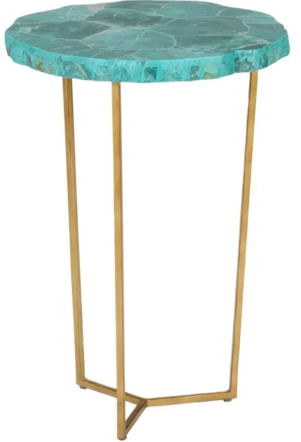 Jade Iron Accent Table, Green/Gold