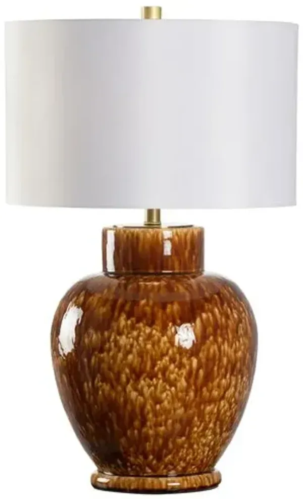 Jennifer Tortoise Ceramic Table Lamp - Brown - Chelsea House